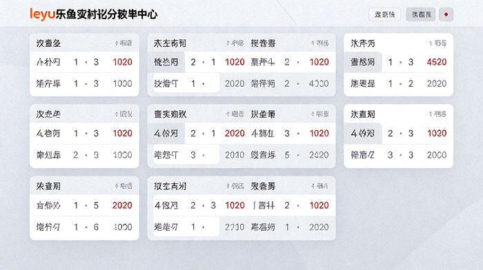 leyu乐鱼实时比分数据中心界面展示多场比赛比分数据面板